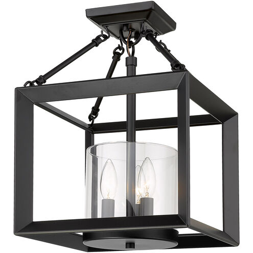 Smyth 3 Light 12 inch Matte Black Semi-flush Ceiling Light in Clear Glass